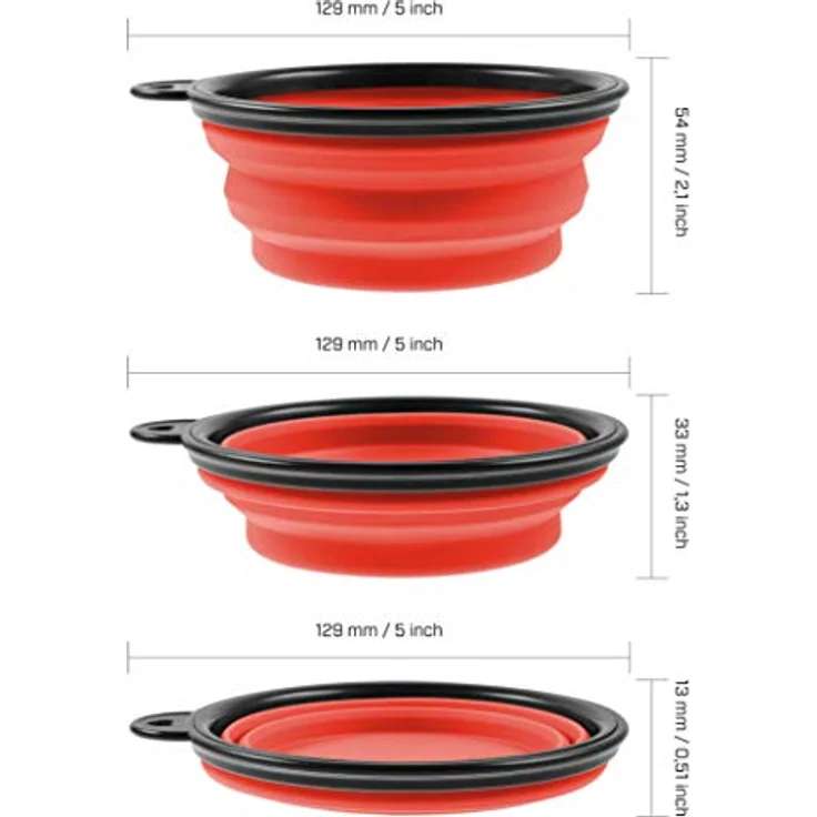 PhoneNatic Faltbarer Silikon-Hundenapf in rot, Reisenapf für Hunde und Katzen mit Karabiner -, S, rot, 350 ml, 60014328 – Bild 5