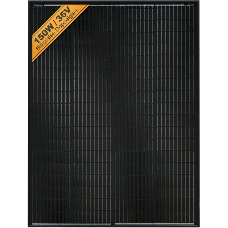 enjoy solar Bifaziales PERC Monokristallines Solarmodul 182mm, 150W/210W, 12V/36V, Dual Glas Design, Leistungsgarantie 25 Jahre