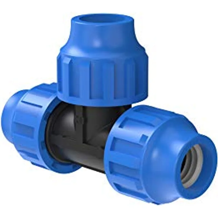 Kirchhoff T-Stück | Kunststoff | 25 x 25 x 25 mm | für HDPE Rohr | 3X 5X Fittinge | DVGW geprüft | Trinkwasserqualität | Made in EU, schwarz, 25 mm
