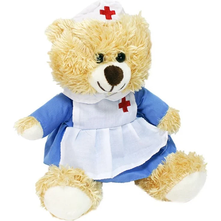 BEMIRO Tierkuscheltier Teddybär Krankenschwester "Gitti" - ca. 17,5 cm, braun
