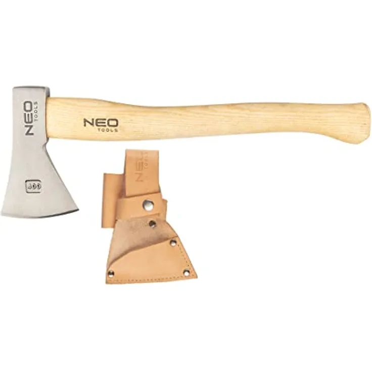 Neo Bushcraft-Axt 400g, robuste Axt mit Eschenholzgriff und Lederhülle