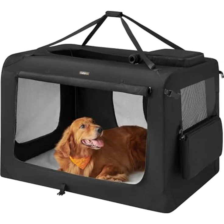 Feandrea Hundebox faltbar, Transportbox Hund, XXXXL, atmungsaktiv, schwarz – Bild 1