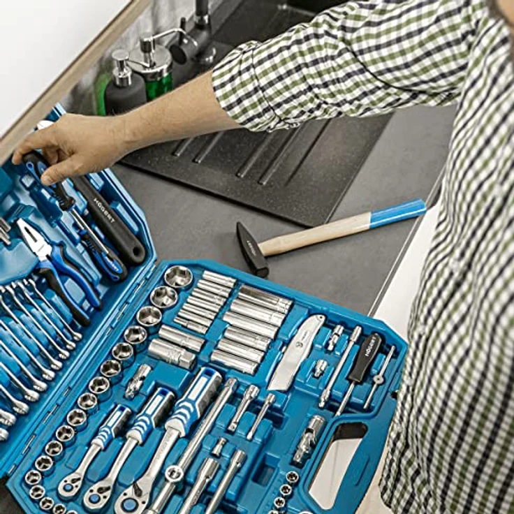 Högert Werkzeugbox Allround Werkzeugkoffer- Set 131-teilig HT1R439 – Bild 4