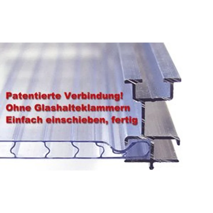 Gutta Gewächshaus gutta F3 Polycarbonat 6 mm 227 x 228 cm silber, stabile Alukonstruktion, spezial Hohlkammerplatten, Dachfenster – Bild 4
