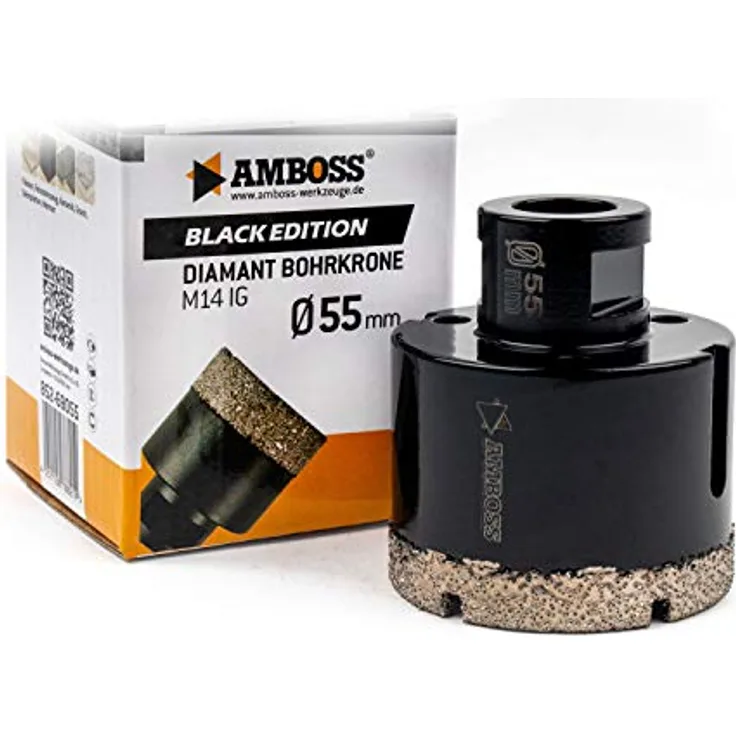 Amboss - Diamant Bohrkrone 55 mm (M14) für Winkelschleifer | Geeignet für Feinsteinzeug, harte Fliesen, Granit etc.