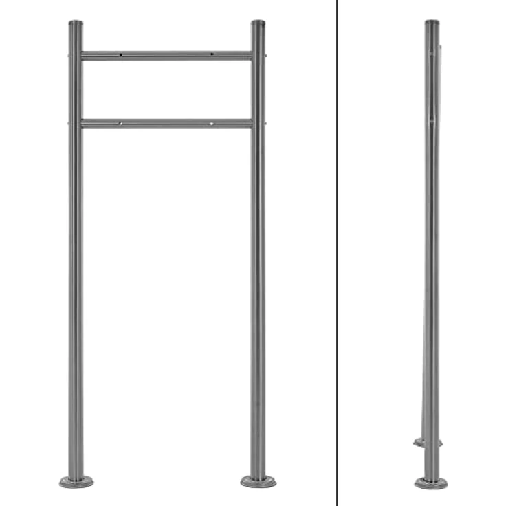 ECD Germany Standbriefkasten mit Zeitungsfach, Design Briefkasten mit Pfosten, Briefkastenanlage, Briefkastenständer Silber metallic 120 cm aus Edelstahl, Postkasten Anthrazit-Marmoroptik aus Stahl – Bild 3