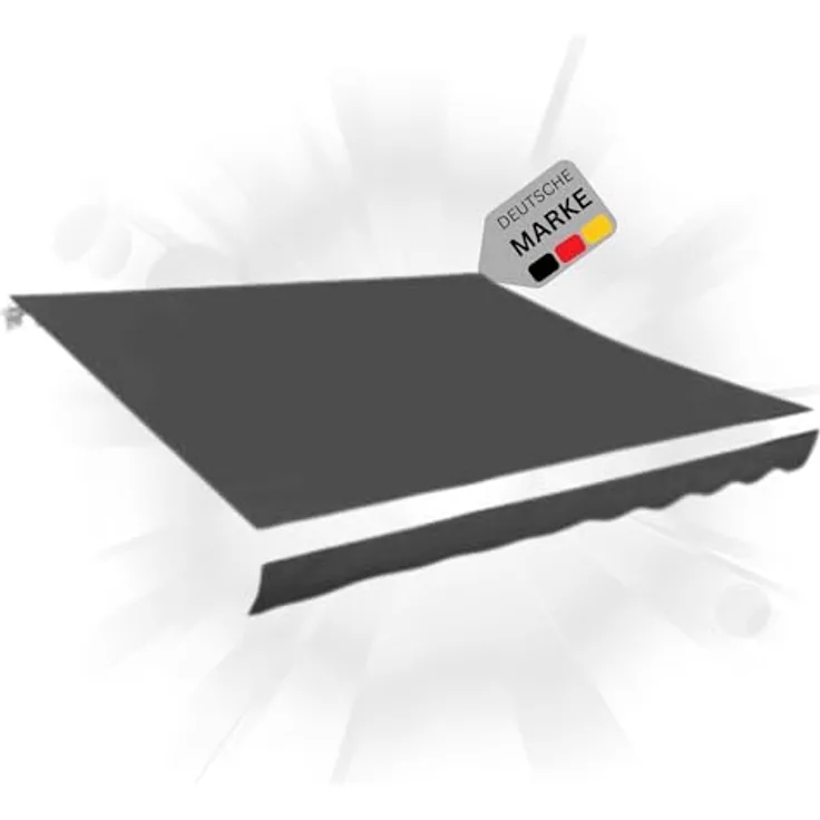 DELUKE® Markisenbespannung Markisenstoff Wasserabweisend Reißfest | Anthrazit, für 350x250cm Rahmen mit Volant | Sonnenschutz Markisentuch PU-beschichtet