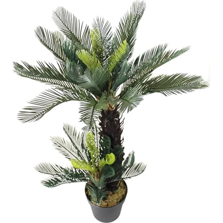 Arnusa Künstliche Cycas Palme 100 cm, 41 Palmenwedel Kunstpalme im Topf, realistisch wie echt, grün – Bild 4