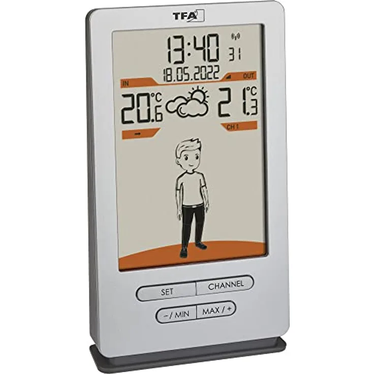 TFA Weather Jack, Wetterstation mit 28 Bekleidungsvarianten, Silber