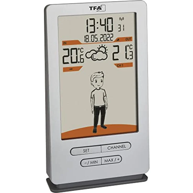 TFA Weather Jack, Wetterstation mit 28 Bekleidungsvarianten, Silber – Bild 1