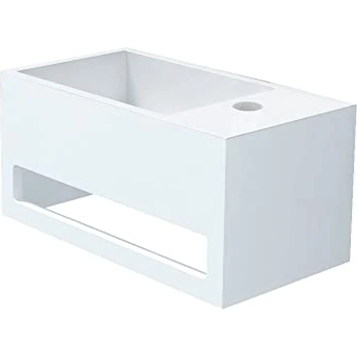 Solid Surface Waschbecken + Handtuchhalterung Hahnloch Rechts 36x20x16cm – Bild 3