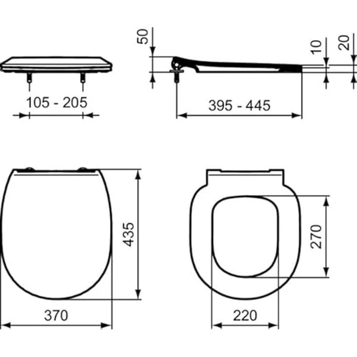 Ideal Standard WC-Sitz Connect, Softclosing Flat, Weiß, Duroplast-Kunststoff, mit stabilen Edelstahlscharniere – Bild 6