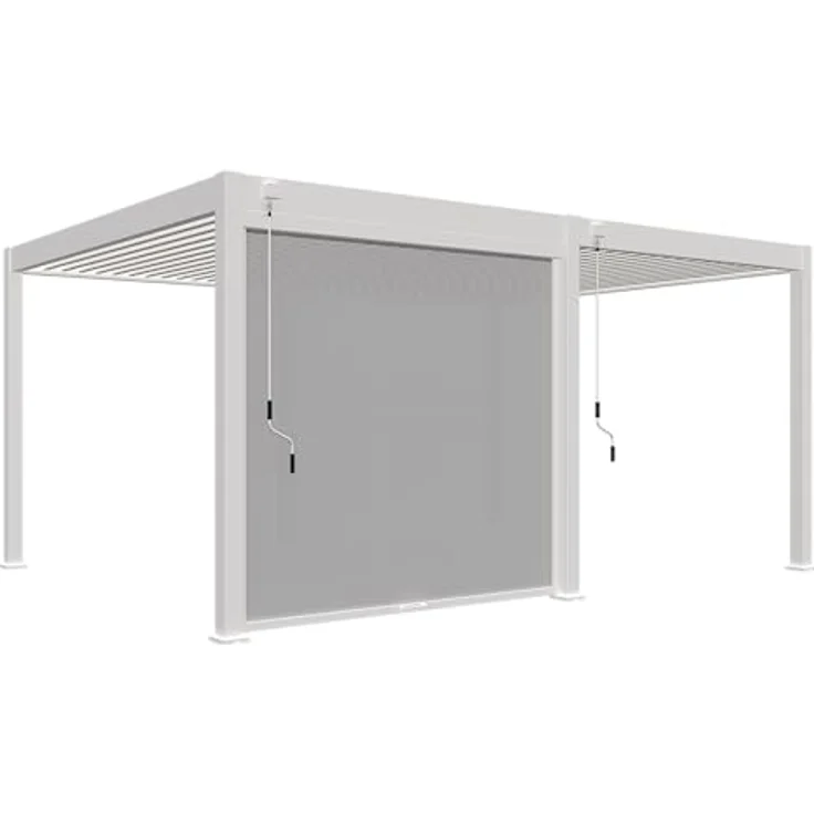 Weide Pavillonseitenteil Sonnenrollo 2,65 m - Weiß, stufenlos verstellbar, ideal für Weide Deluxe Pergola – Bild 1