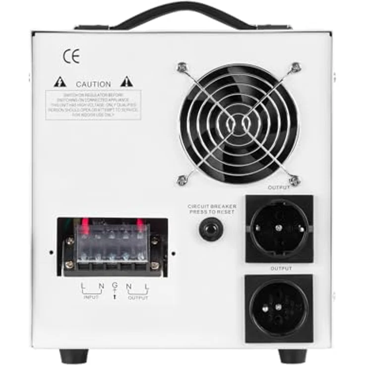 KEMOT SER-3000, Automatischer Spannungsregler 230 V einphasig mit Schutzfunktionen und robustem Design, weiss – Bild 5