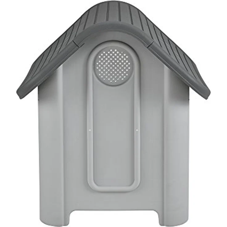 [en.casa] Hundehütte mit Dachluke 75x59x66cm PVC Grau Schwarz Unterschlupf Hundehaus Kunststoff – Bild 5