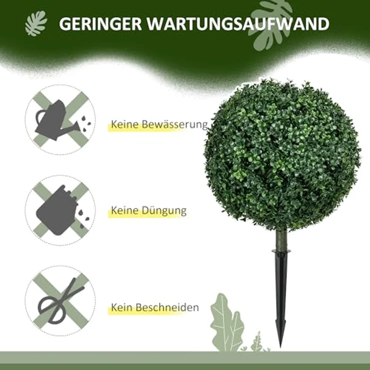 HOMCOM 2er-Set Künstlicher Buchsbaum, 70 cm hohe Kunstpflanze mit UV-Schutz, Pflegeleicht und wetterfest für Innen- und Außenbereich – Bild 4