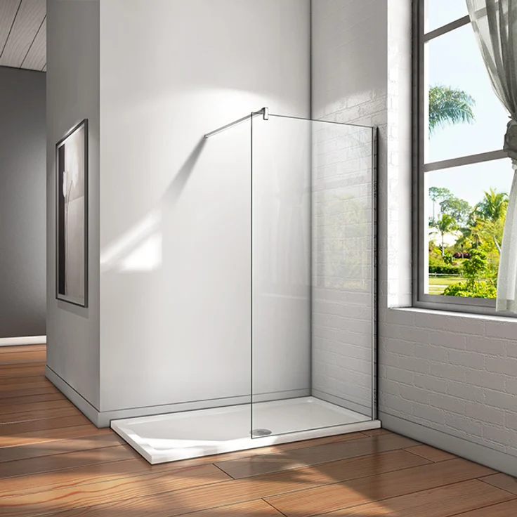 Aica Sanitär GmbH Walk in Duschkabine B.40xH.200cm, Duschwand +140cm Stabilisator, 10mm NANO ESG-Glas Duschabtrennung