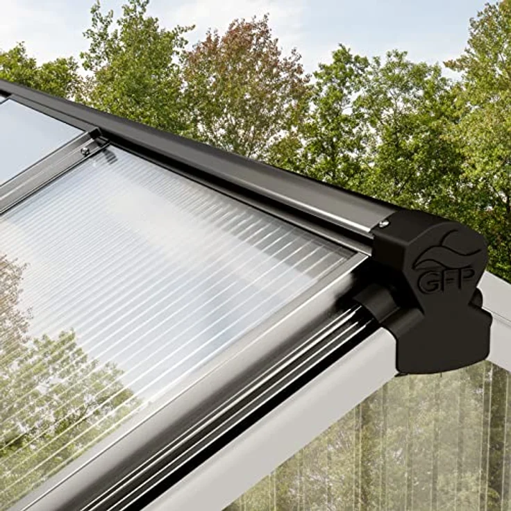 GFP Gewächshaus ECO 4 Alu-Rahmen 192x256 cm 6 mm Doppelstegplatten, mit Fundamentrahmen automatischer Fensteröffner - Made in Austria – Bild 4