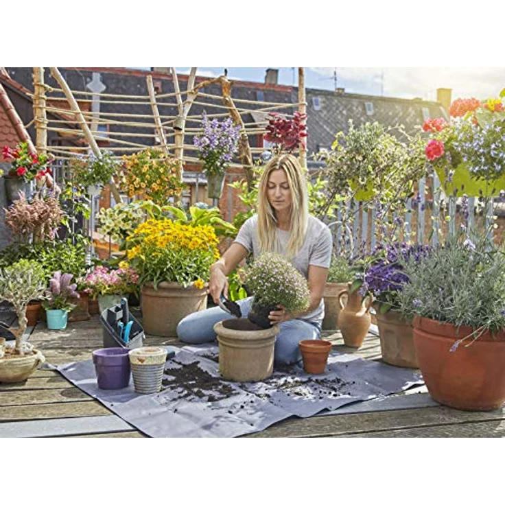 Gardena City Gardening Pflanzmatte M: Arbeitsunterlage für Pflanzarbeiten/Umtopfarbeiten, wasserabweisendes Textilgewebe, 100 x 120 cm (506-20) – Bild 5