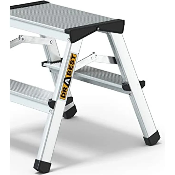 DRABEST Trittleiter Klapptritt Aluleiter Haushaltsleiter beidseitig begehbar 2 x 2 Stufen bis 125 kg belastbar – Bild 3