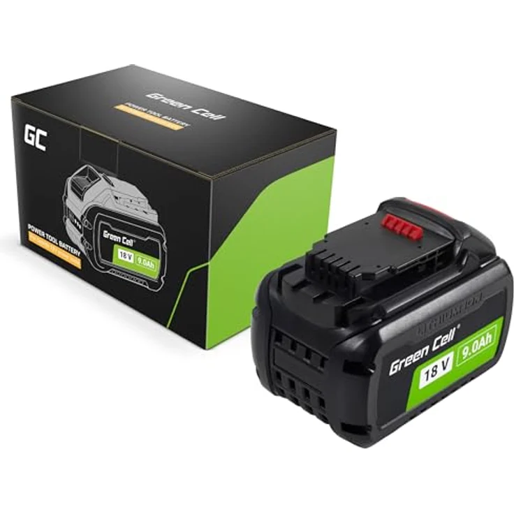 Green Cell (18V 9Ah Li-Ion) Akku für DeWalt XR - Hochleistungsakku mit Batterieladeanzeige - Kompatibel mit DeWalt Geräten - Schwarz – Bild 1