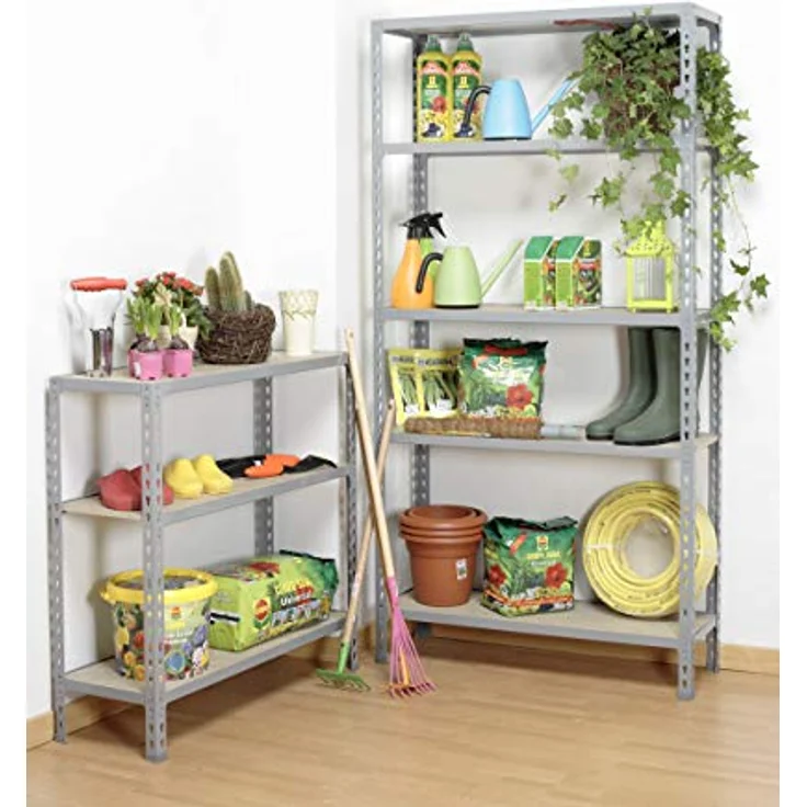 Simonrack Maderclick Mini Metallregal, 180 x 80 x 40 cm, 5 Böden, Traglast 150 kg pro Boden, Stecksystem, grau – Bild 2