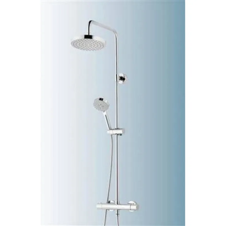 Schulte Duschmaster Rain III D969270, Duschsystem mit Thermostat und Messingkopfbrause, chrom