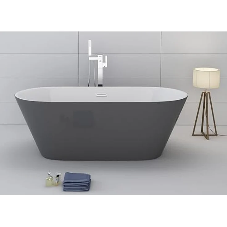 Jet-Line Badewanne LAUSANNE II, freistehende Badewanne in grau, 170 cm x 80 cm, sanitär-acryl mit fiberglasverstärktem Wannenboden – Bild 3