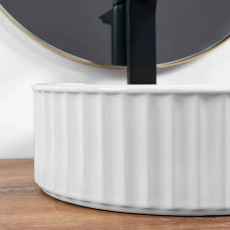 wohnwerk.idee Aufsatzwaschbecken Charlotte, Keramik Weiß Klein für Gäste WC/Gäste Bad – Bild 4