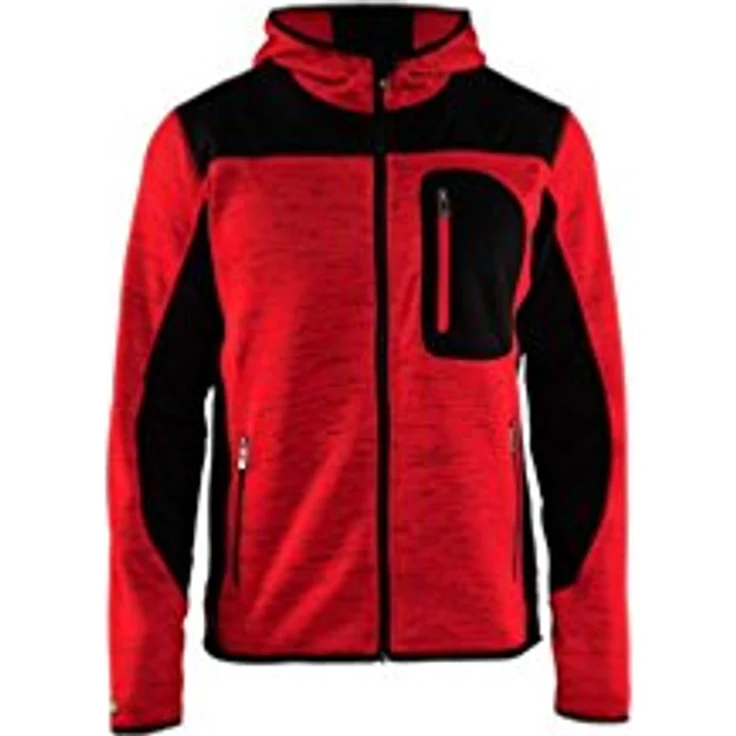 BLAKLÄDER® Herren Strickjacke 4930, Arbeitsjacke mit Softshell-Einsätzen, rot/schwarz, Größe L – Bild 2
