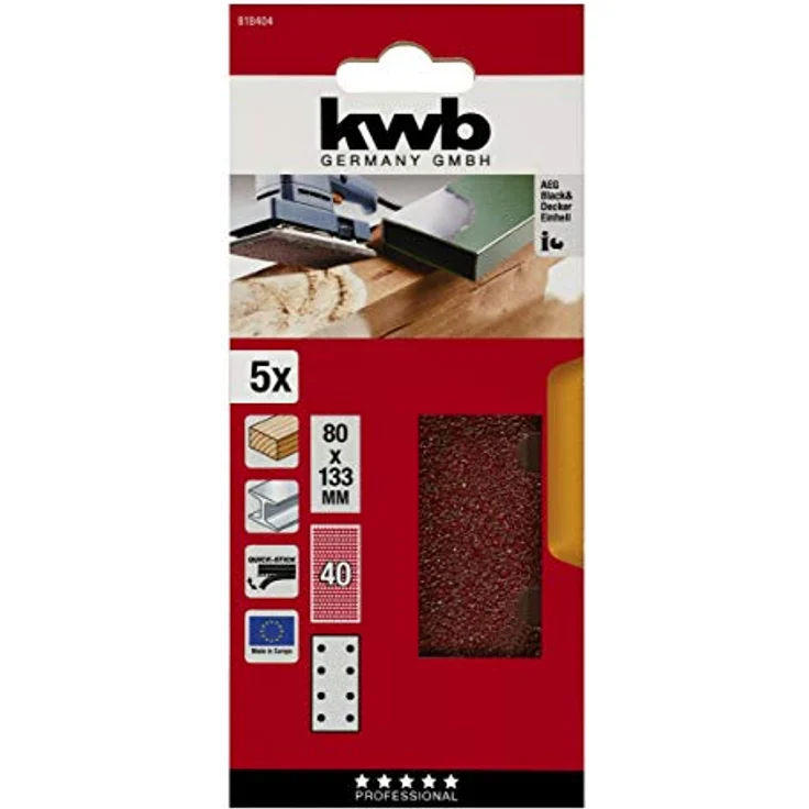 KWB QUICK-STICK Schleifstreifen, HOLZ & METALL, Edelkorund, 80 x 133 mm, 40 - 818404 - Preisvergleich – Bild 2