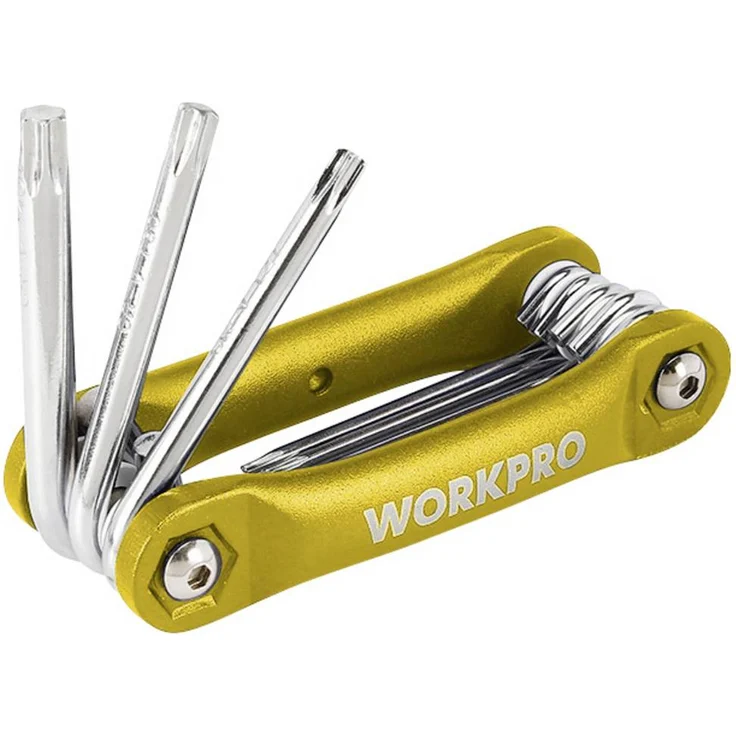 WorkPro TORX Winkelschraubendreher-Set, Chrom-Vanadium-Stahl, inklusive T8 bis T40, stabiler Aluminium-Griff