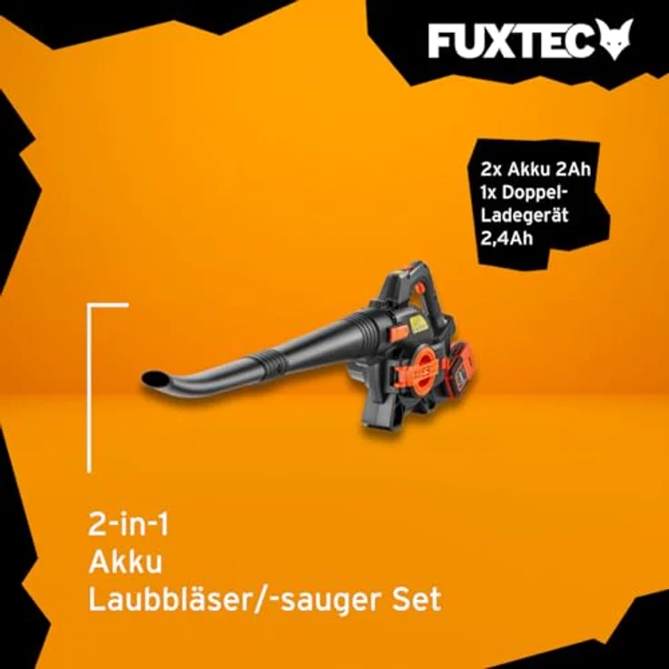 FUXTEC Akku-Laubbläser FX-E2LBSSET, 40 Volt 2-in-1 Set mit Saugleistung von 685,1 m³/h – Bild 2