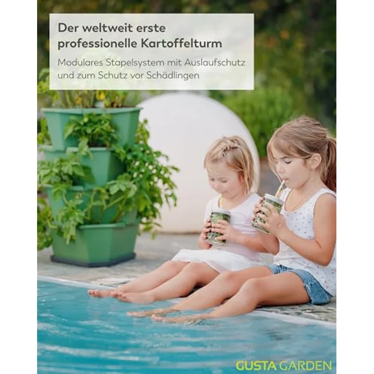 Gusta Garden Hochbeet PAUL POTATO Starter, professioneller Kartoffelturm mit 4 Etagen, Schädlingsschutz und Untersetzer, dunkelgrün – Bild 2