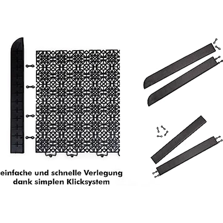 andiamo Kunststofffliese Bodenfliese Gartenfliese Terassenfliese Balkonfliese Innen- und Außenbereich Wasserdurchlässig wetterfest langlebig 38 x 38 cm, Set: 7 Fliesen 1 m², schwarz – Bild 3
