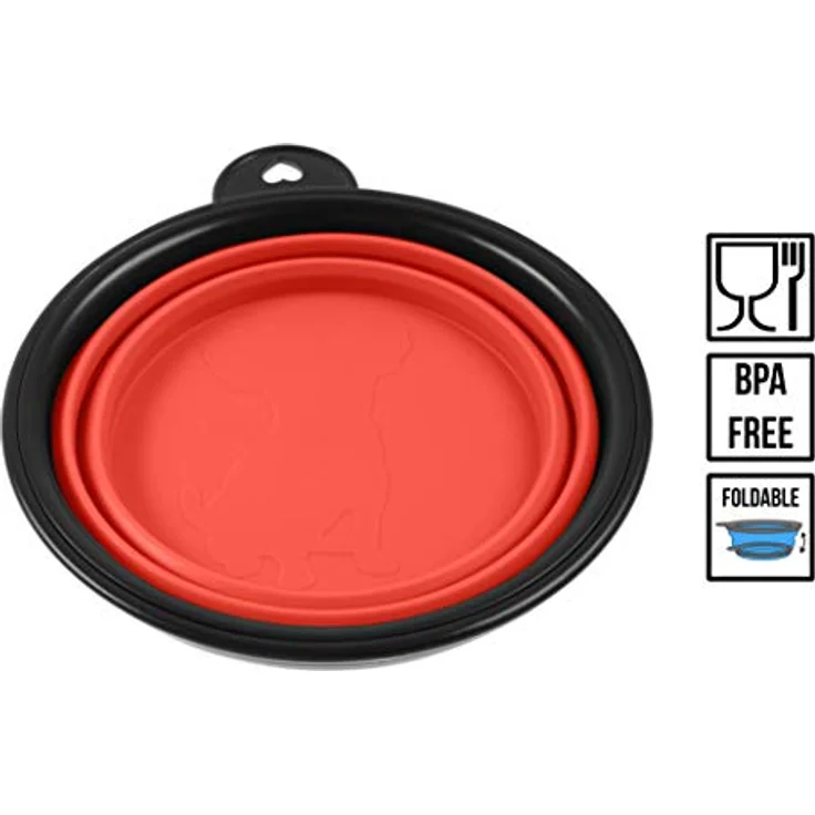 PhoneNatic Faltbarer Silikon-Hundenapf in rot, Reisenapf für Hunde und Katzen mit Karabiner -, S, rot, 350 ml, 60014328 – Bild 3
