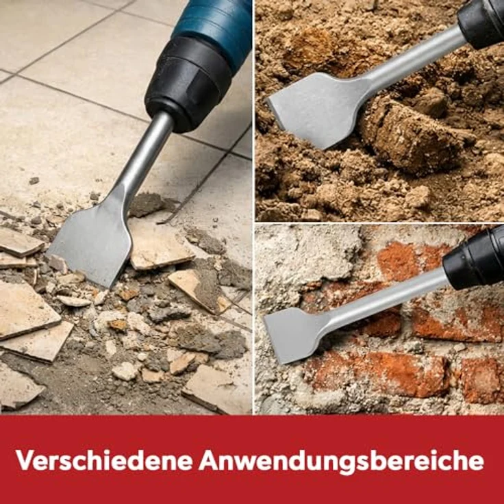 siwitec Betonbohrer SDS-plus Meißel Set, inkl. Flach-, Spitz-, Breit- und Flügelmeißel, Spatenmeißel 75 x 165 mm – Bild 6