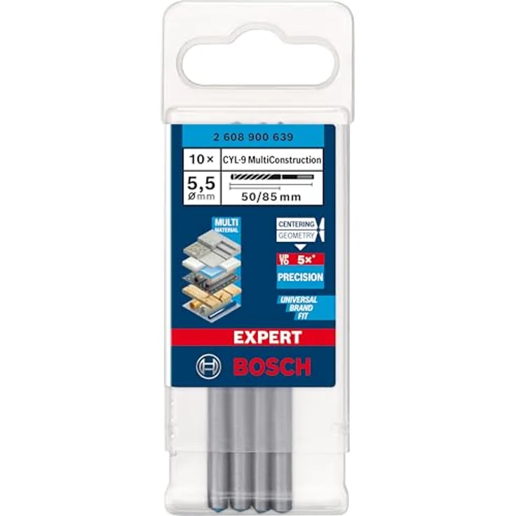 Bosch Expert CYL-9 MultiConstruction Bohrer 5,5 x 50 x 85 mm, 10-teilig, für präzise Bohrungen in Beton, Ziegel, Holz und Metall – Bild 2