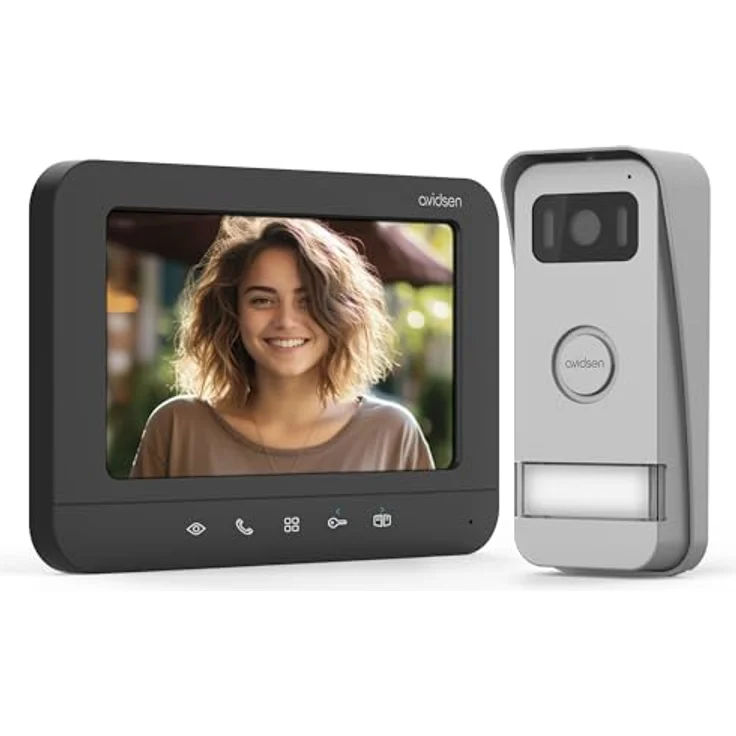 Avidsen Video-Türsprechanlage Prima 7, 7-Zoll-Monitor, Aluminium, Beleuchtetes Namensschild – Bild 2