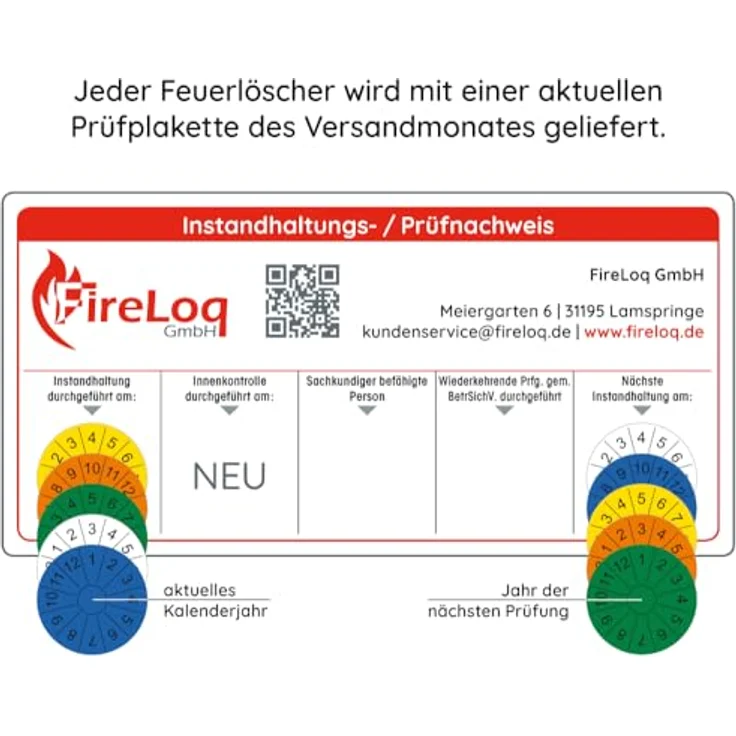 FireLoq 5kg CO2 Feuerlöscher, Dauerdruck mit Messingarmatur, geprüft nach EN3, inkl. Prüfnachweis und Wandhalter – Bild 4