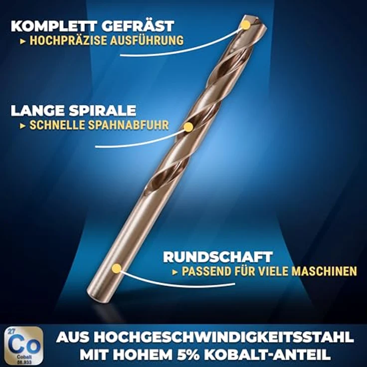 S&R Metallbohrer HSS-G COBALT, 13-tlg Set 1,5-6,5 mm, Industrie-Qualität, Kobaltlegiert, C-Schliff – Bild 3