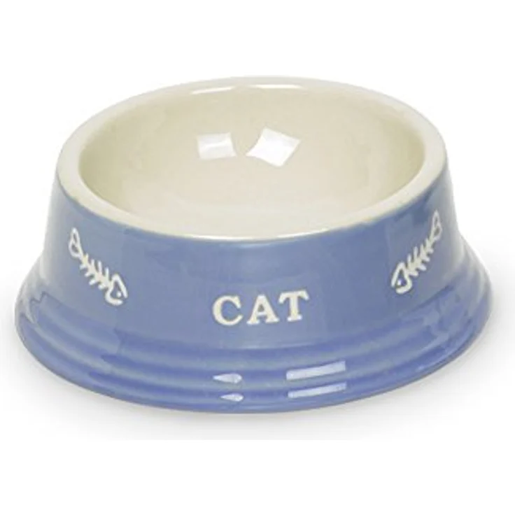 Nobby Katzen Keramiknapf "CAT" hellblau / beige Ø14 x 4,8 cm