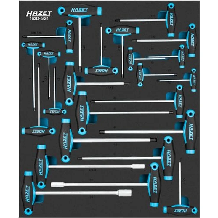 Hazet Schraubendreher-Set 24-teilig mit ergonomischem 2-Komponenten-T-Griff und Safety-Insert-System, Made in Germany, 522 mm x 435 mm – Bild 2