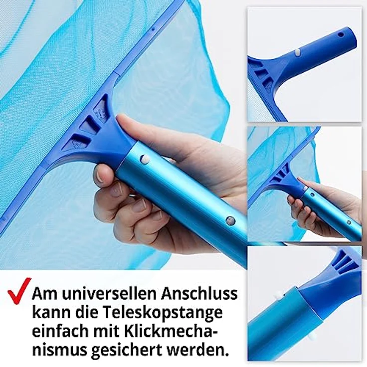 HECHT Pool Kescher 060308 mit Teleskopstange, Aluminium, 1,9 m - 3,6 m ausziehbar, 39,5 x 14,5 cm Netz, ideal für große Pools – Bild 7
