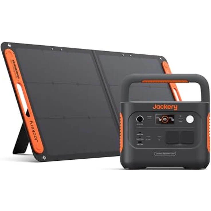 Jackery Explorer 1000 v2 Solargenerator mit 100W Solarpanel, 1070Wh LiFePO4 Powerstation, 1500W AC/100W USB-C, 1 Std. Schnellladung, Outdoor, Off-Grid, RV, Notfall – Bild 1