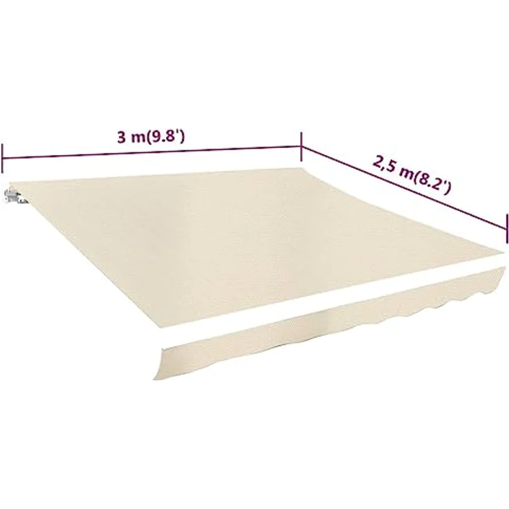 DELUKE® Markisenbespannung Markisenstoff Wasserabweisend Reißfest Creme 300x250cm mit Volant - Sonnenschutz für Markise – Bild 2