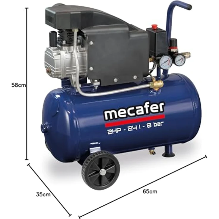 MECAFER 425793, Kompressor 24 L, 2 PS, 8 bar, blau, für halbprofessionelle Anwendungen – Bild 3