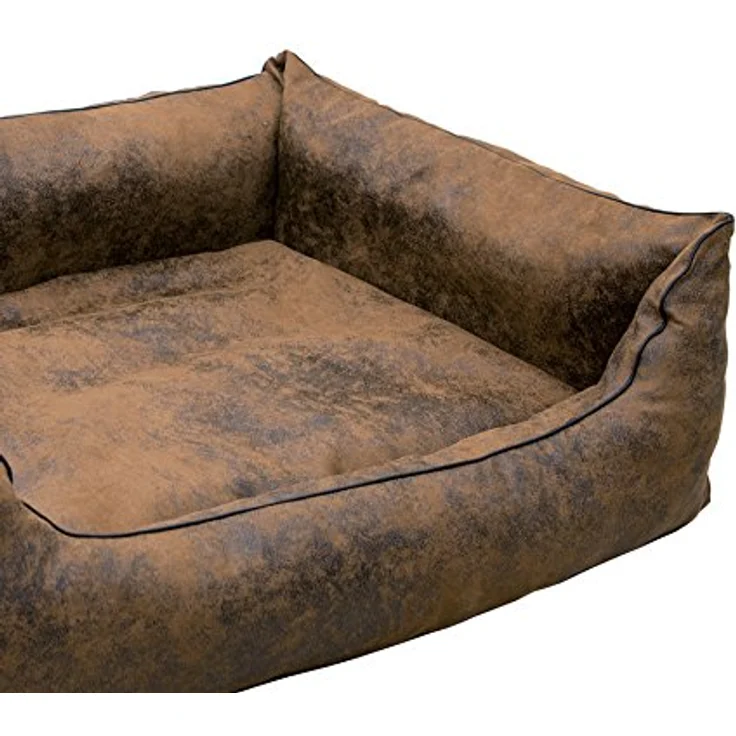 CopcoPet Hundebett Emma in Wildlederoptik mit erhöhten Rändern für kleine bis große Hunde (Antik Braun, 70 x 55 cm) – Bild 2