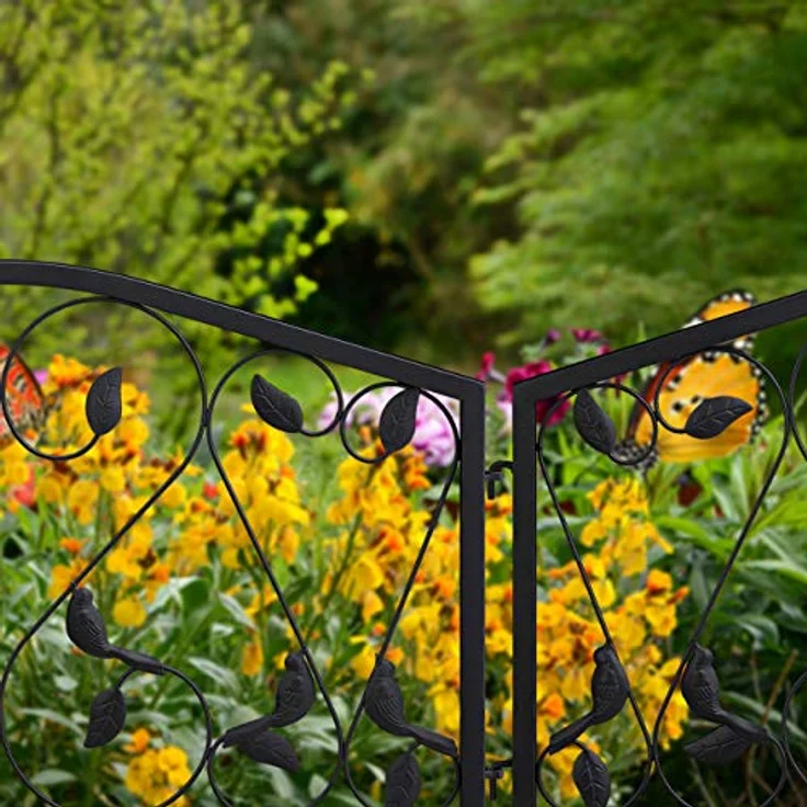 relaxdays Beetbegrenzung Beetzaun 4-teilig antik, Schwarz, dekoratives Eisen-Design, vielseitig anpassbar – Bild 5