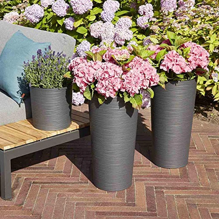 Siena Garden Pflanzgefäß Lens graphit Kunststoff 25 cm – Bild 2